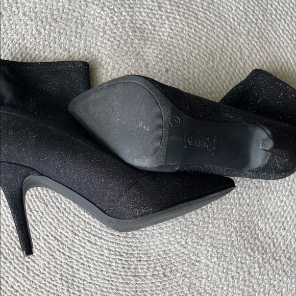 🎯SOLD‼️Brash black metallic stretch fabric ankle boots-12 - Picture 11 of 12